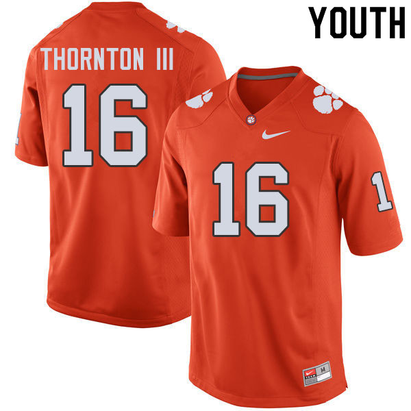 Youth #16 Ray Thornton III Clemson Tigers College Football Jerseys Sale-Orange - Click Image to Close